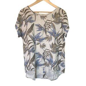 Terzo Millennio Linen Top Womens Size Small Floral Oversized Lagenlook Vacation